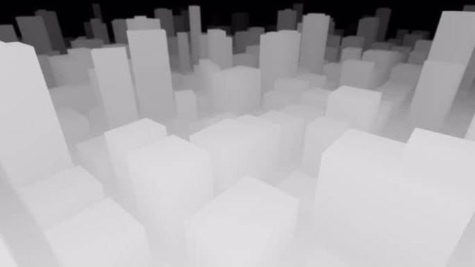 3D城市地图黑白飞向前方