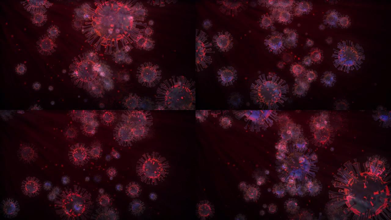 4k冠状病毒疾病新型冠状病毒肺炎感染医学插图红色背景