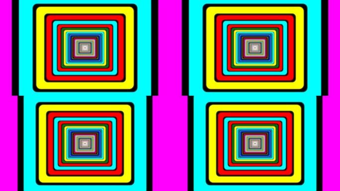 带彩色框架的抽象环形背景隧道