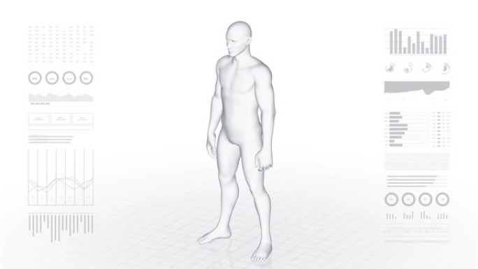 胃部病变的人。男孩的3d身体。男性人体结构的旋转动画和特写。4k镜头。