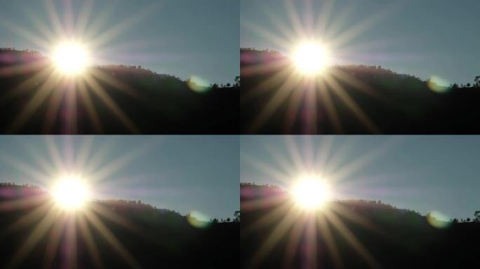 在斯里兰卡建立太阳升起的镜头 (亮度略有上升