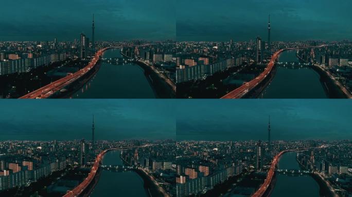日本东京的航拍大景全景俯拍鸟瞰市区风光