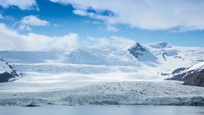 冰岛，Jokulsarlon泻湖，美丽的寒冷景观4k冰岛冰川泻湖湾的延时。4K Timelaspe