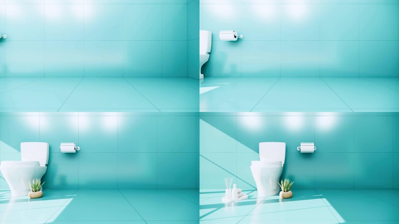 禅宗设计浴室瓷砖墙壁和地板-日本风格。3D渲染