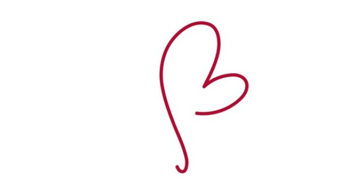 两个单线蓬勃发展的红色恋人心脏动画标志。情人节卡片手工书法。视频贺卡装饰、婚礼请柬、设计元素