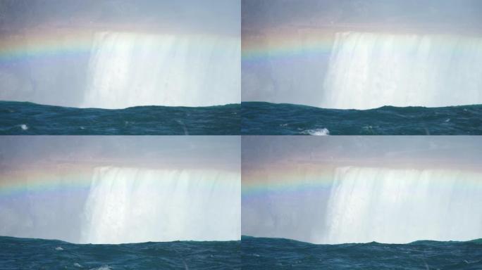 尼亚加拉大瀑布加拿大一侧漩涡水雾中的彩虹