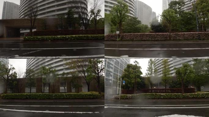 汽车/城市/暴雨的侧视图