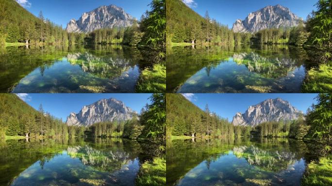 奥地利绿色湖绿色生态环境清澈见底湖光山色