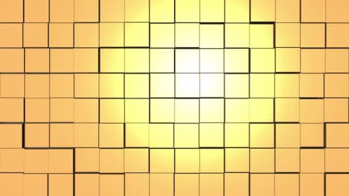 由上下移动的立方体形成的简约迷宫，闪闪发光。