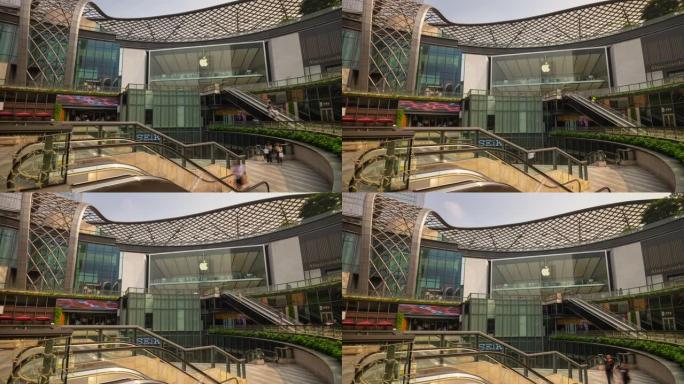 广州市日间著名的中央购物中心外部广场延时全景4k中国