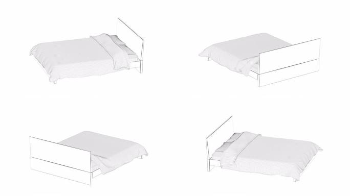 床的3d线框模型