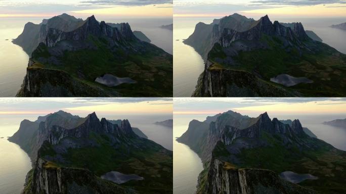 挪威森贾岛的风景鸟瞰图