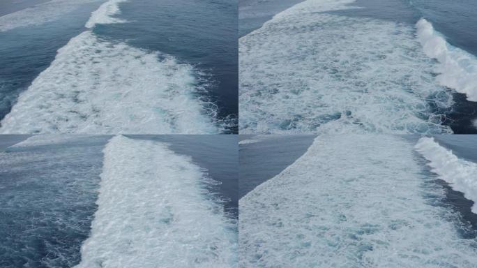 俯视图的海洋巨浪，泡沫和飞溅的慢动作