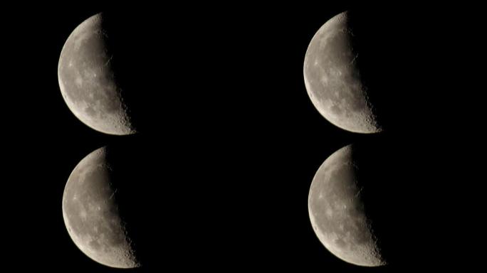 月亮的相位，最后四个，天空中最后四个的月亮，最近四个月的特写4k视频，