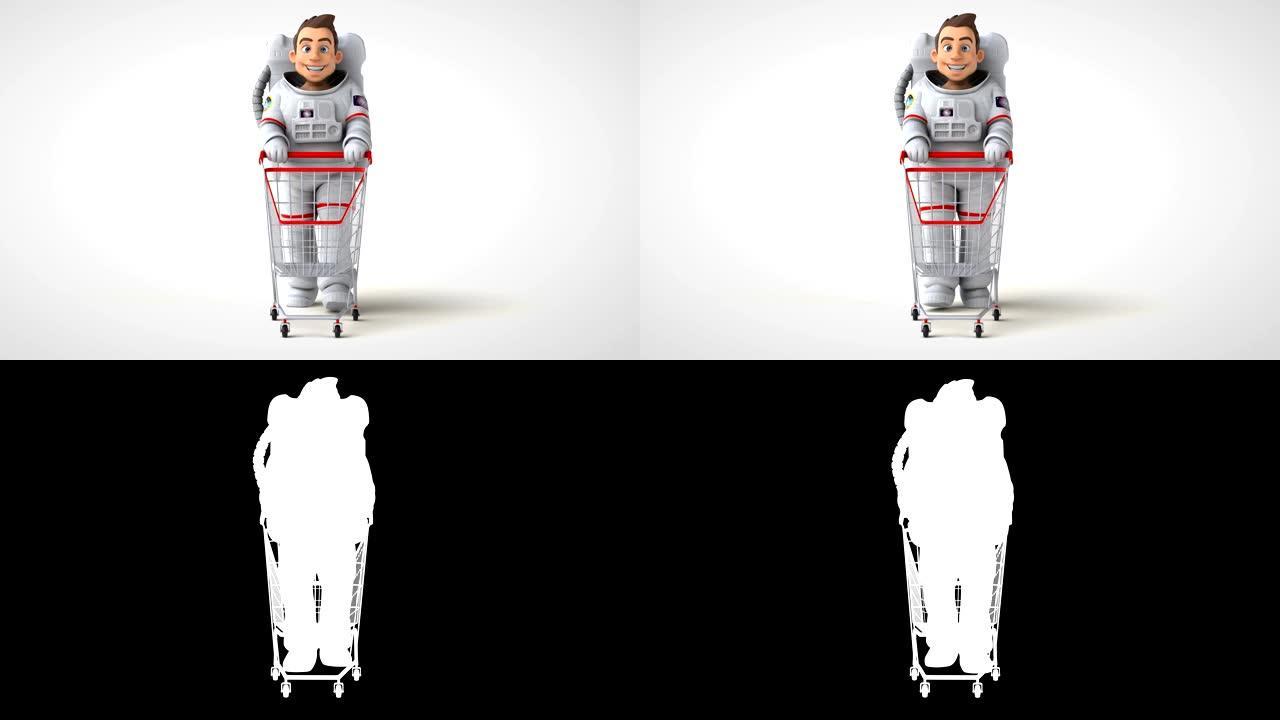 有趣的3D卡通宇航员行走