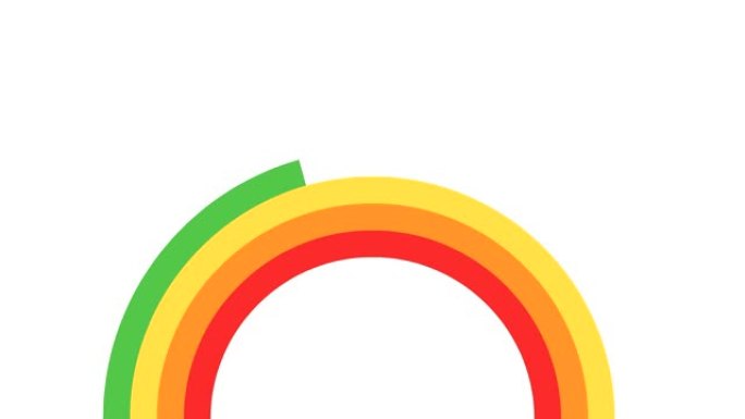 动画彩虹从左到右出现。白色背景上孤立的明亮矢量插图。