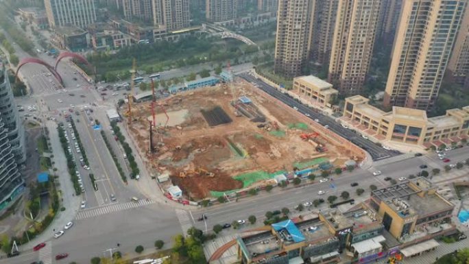 日落时间长沙市建设场交通街湖滨空中全景4k中国