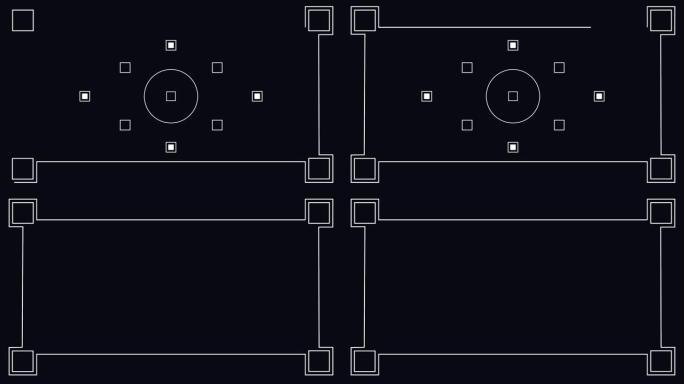 黑色背景上白色标记移动和框架的动画