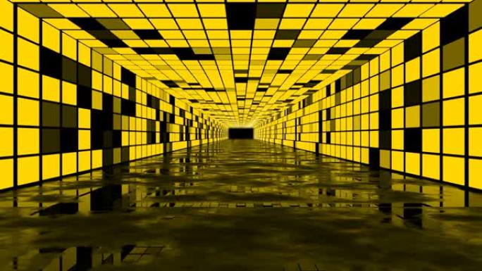 黄色Vj隧道环路黑金色调动态特效背景素材