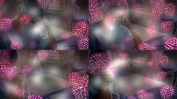 背景下医护人员传播冠状病毒covid19的动画