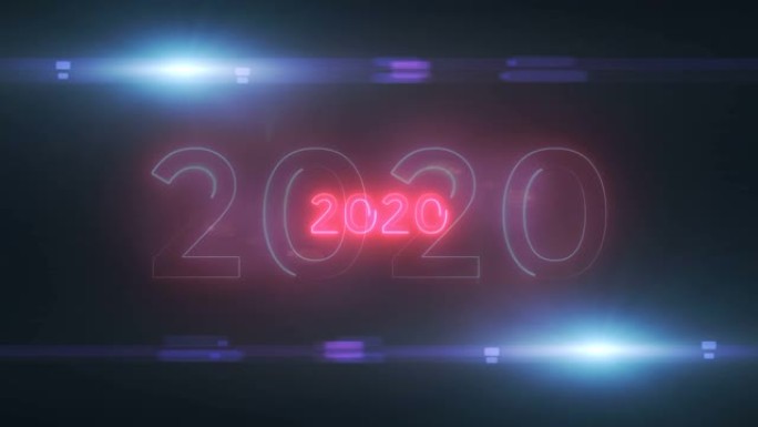 黑色背景上的循环抽象2020年概念