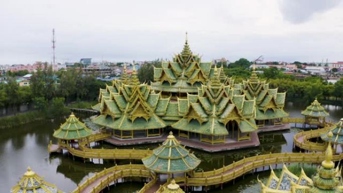 泰国空中美丽的寺庙，泰国古城开明的亭子