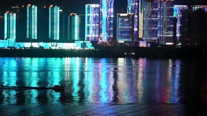 湘江倒影的霓虹灯-最美长沙夜景