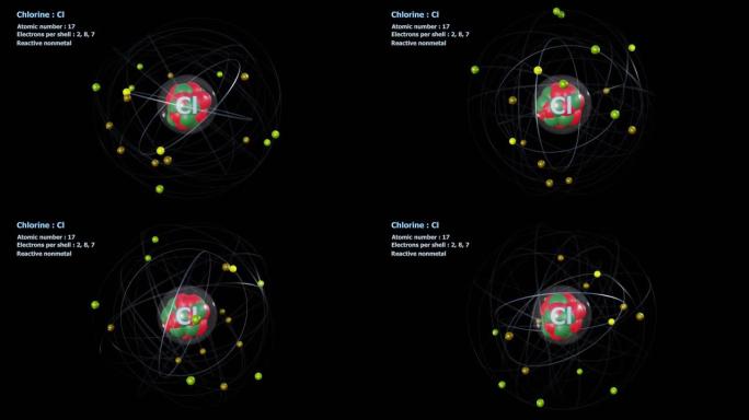 在无限轨道旋转中具有17个电子的氯原子