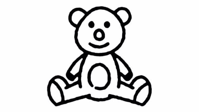 泰迪熊涂鸦线图标动画