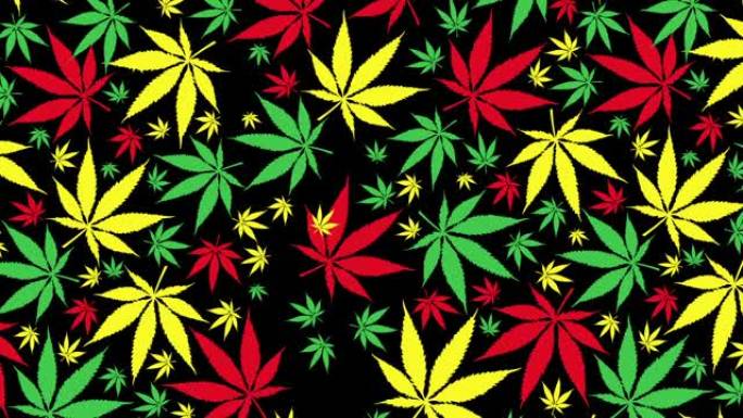 牙买加大麻图案，黑色背景