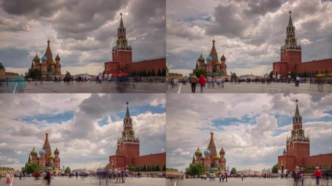 夏日莫斯科市红场全景4k延时俄罗斯