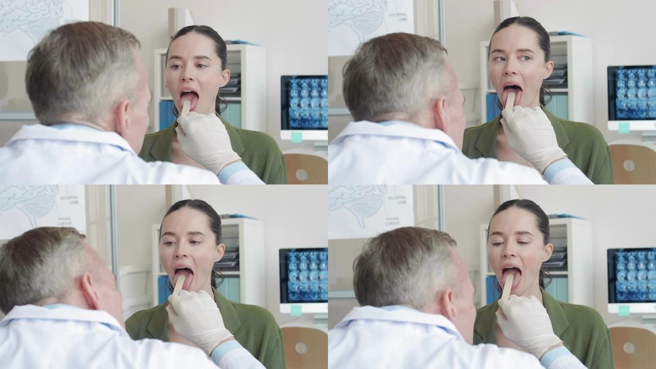 医生检查病人喉咙