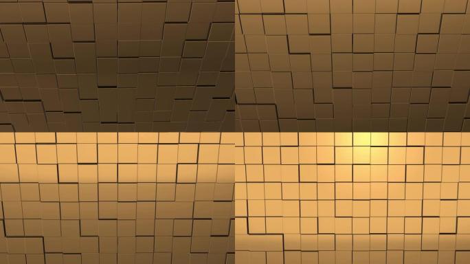 移动的棕色立方体墙转动并漂移。