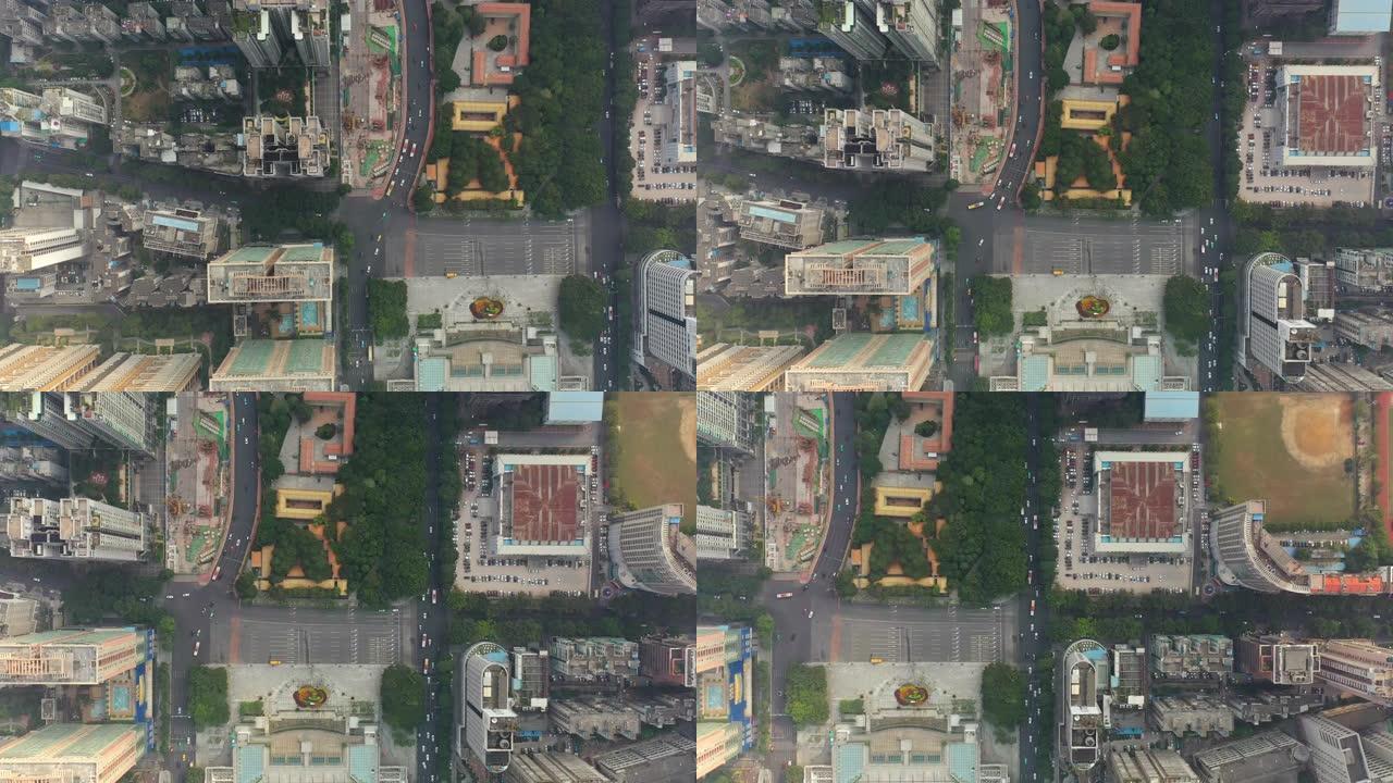广州城市交通街空中俯拍全景4k中国