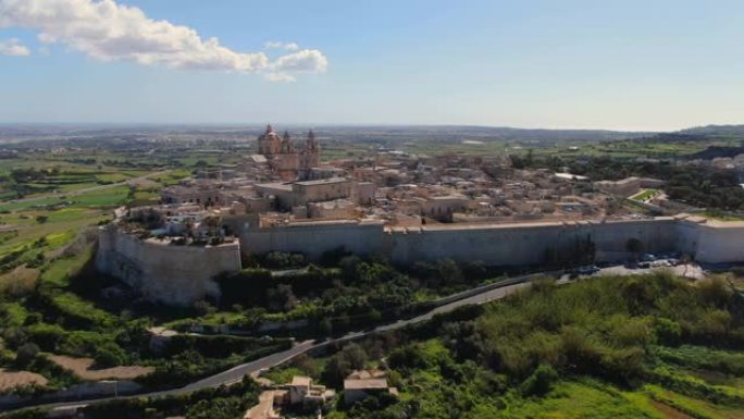 马耳他历史名城姆迪纳的鸟瞰图