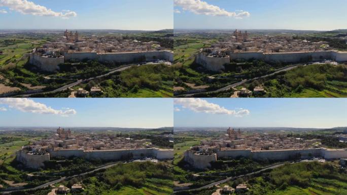 马耳他历史名城姆迪纳的鸟瞰图