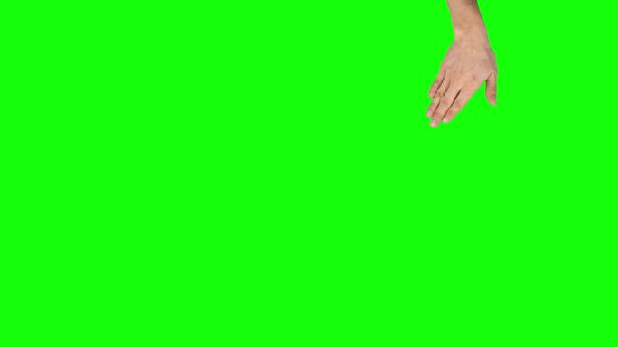 男人的手在平板电脑上进行4次向左滑动和3次向上滑动，然后在绿色屏幕上进行双屏手势