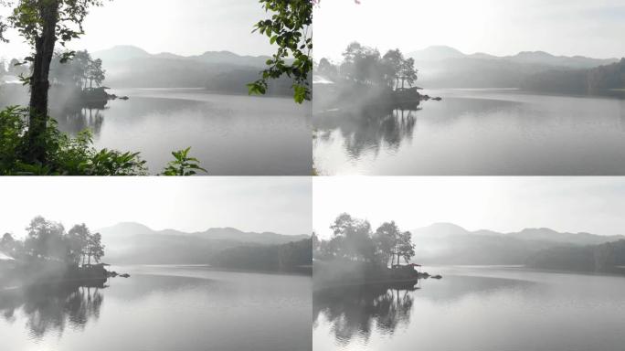 电影鸟瞰图揭示了早晨现场帕滕冈湖畔的镜头片段
