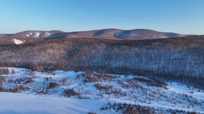 航拍大兴安岭林海雪原风景