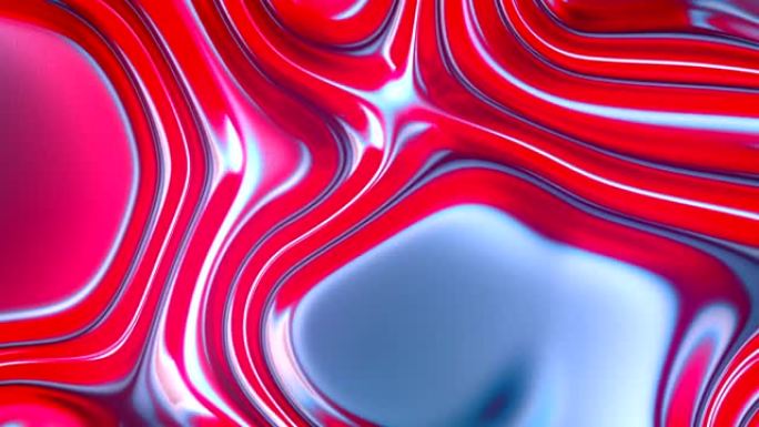 多色波浪形虹彩几何运动表面。生动的抽象背景。全息波运动图形设计。3d渲染数字无缝循环动画。4K，超高