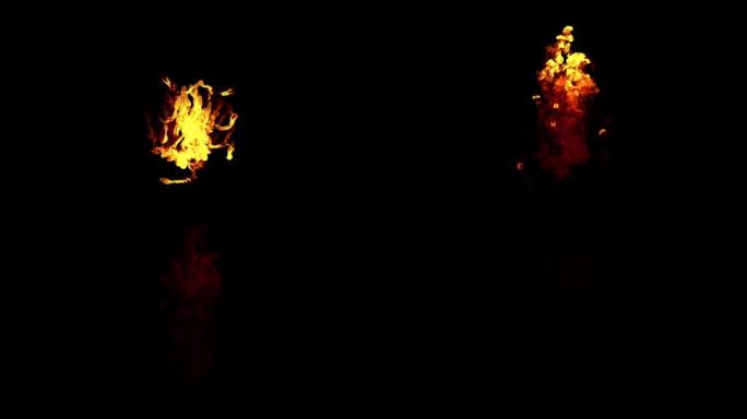 火球隔离在带有alpha通道的黑色背景上，非常适合电影，数字构图