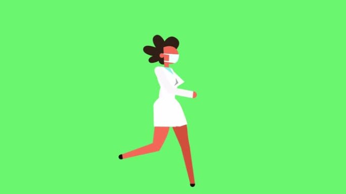 简笔画彩色象形图医生女人角色跑循环卡通动画