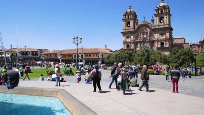 秘鲁库斯科印加和武器广场喷泉