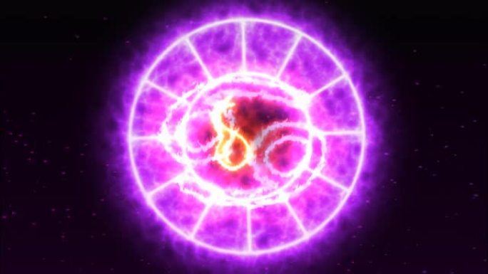 生肖圈旋转生长闪烁圈显示所有12生肖和名称紫色火花效果