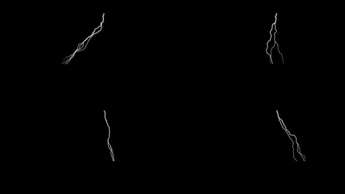 黑色背景上的逼真的雷击动画，对表面的反应
(地板) 白色叠加背景。高清分辨率的电影元素。