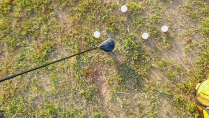 一个男性高尔夫球手击球的鸟瞰图