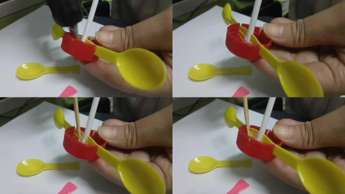 手工DIY水轮机玩具的镜头