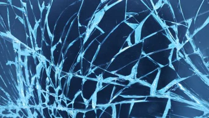 在4k中粉碎玻璃屏幕。破碎和破裂筛网