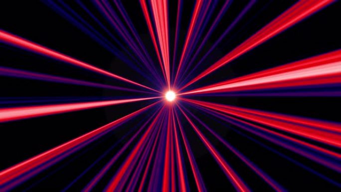 抽象红色和蓝色光线的径向背景。DJ背景概念。发光线条背景的无缝循环动画。简单的中心线光圈。