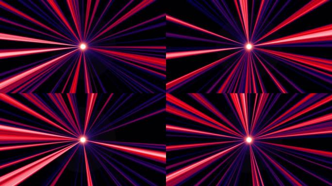 抽象红色和蓝色光线的径向背景。DJ背景概念。发光线条背景的无缝循环动画。简单的中心线光圈。